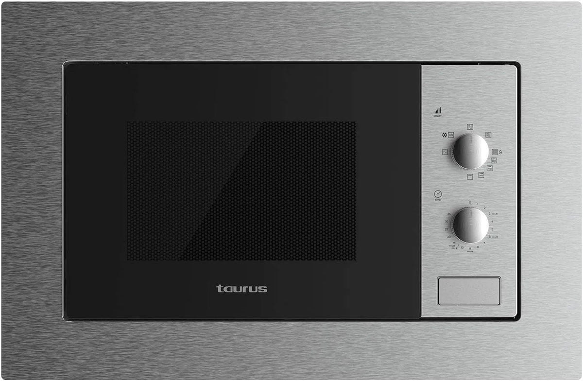 Taurus MO20IXM Forno a microonde, 20 L, 800/1000 W, grill, da incasso, timer, scongelamento, acciaio inox, 5 livelli di potenza, grill 1000W, capacità