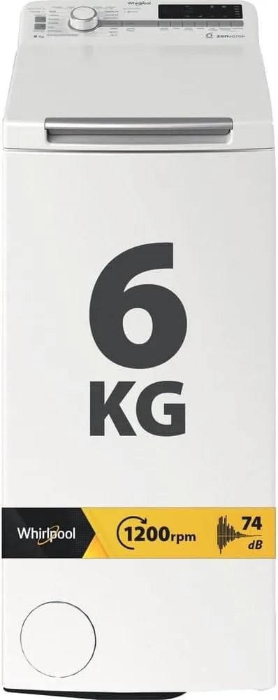 Whirlpool 6252BS 90H Lavatrice, 40 L, 7 programmi, 6 kg, classe energetica B, stretto, Centrifuga 1200 Giri, ZEN TDLR IT, 40L x 90H x 60P