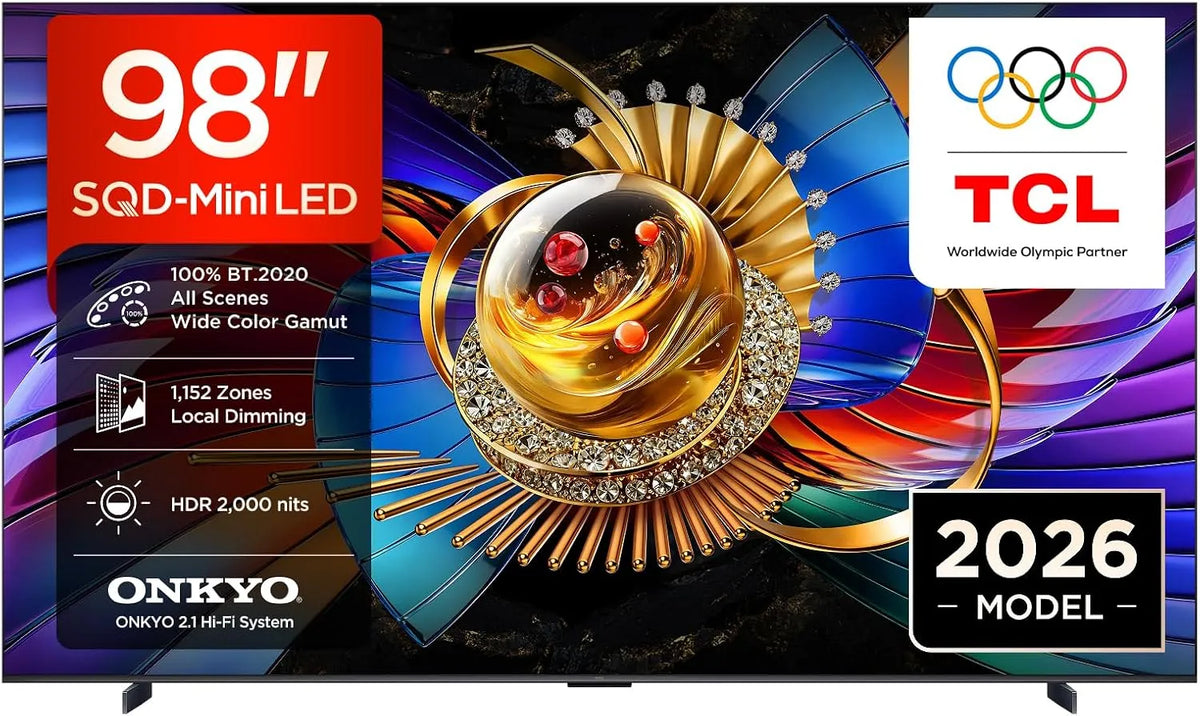 TCL 98Q7D 2.000nit Smart TV, 98 pollici, televisore, 4K UHD, HDR, Smart TV SQD‐Mini LED 4K HDR10+ da 98'