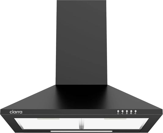 CIARRA Cappa aspirante, 60cm, classe energetica A, cappa da cucina, CIARRA Cappa Aspirante 60cm Cucina Nera Classe A-Filtro Carbone Escluso