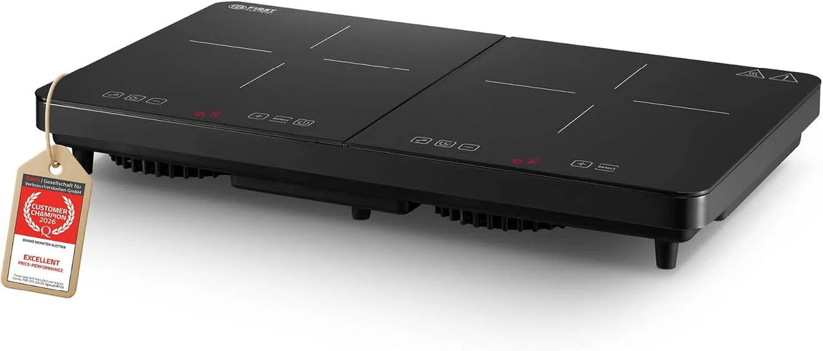 Piano cottura elettrico, 2 fuochi, 3500 W, portatile, touch, timer, blocco bambini, piastra elettrica, 10 livelli di potenza, TZS First Austria, LED