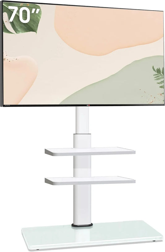 Smart TV, 70 pollici, 400x400mm, televisore, 3 ripiani, supporto TV da terra altezza 1350mm, piatto e curvo, altezza regolabile, orientabile