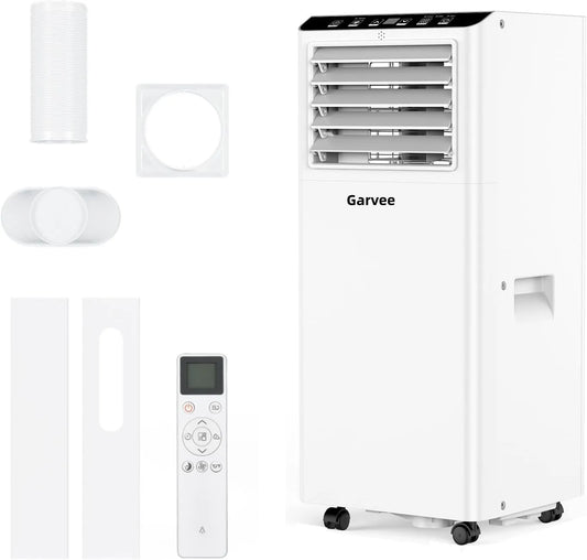 Condizionatore, Garvee 5-in-1 24h, portatile, timer, Ventilazione 2 velocità, Deumidificazione, Modalità silenziosa & sleep, Tubo scarico incluso