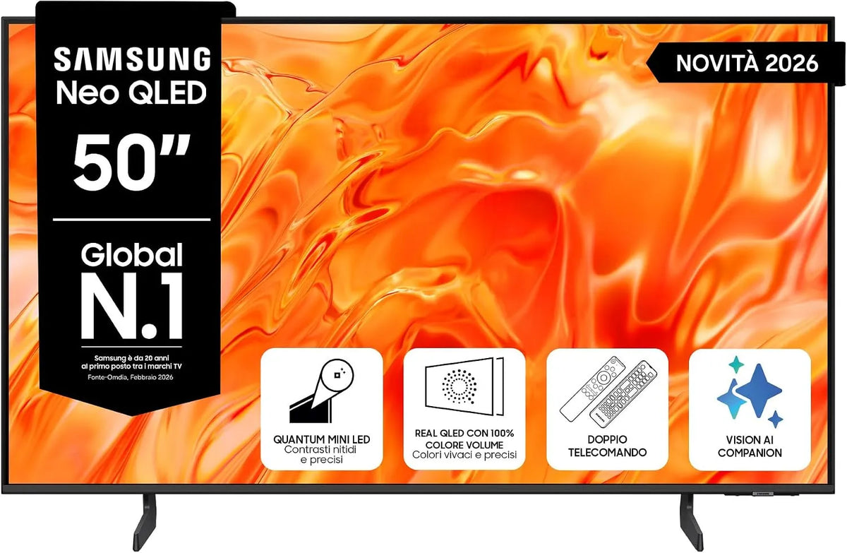 Samsung QE50QN72HAUXZT NQ4 Smart TV, 50 pollici, 50 Hz, televisore, 4K UHD, QLED, HDR, Quantum Mini LED, HDR 10+, Motion Xcelerator 50Hz, 2026