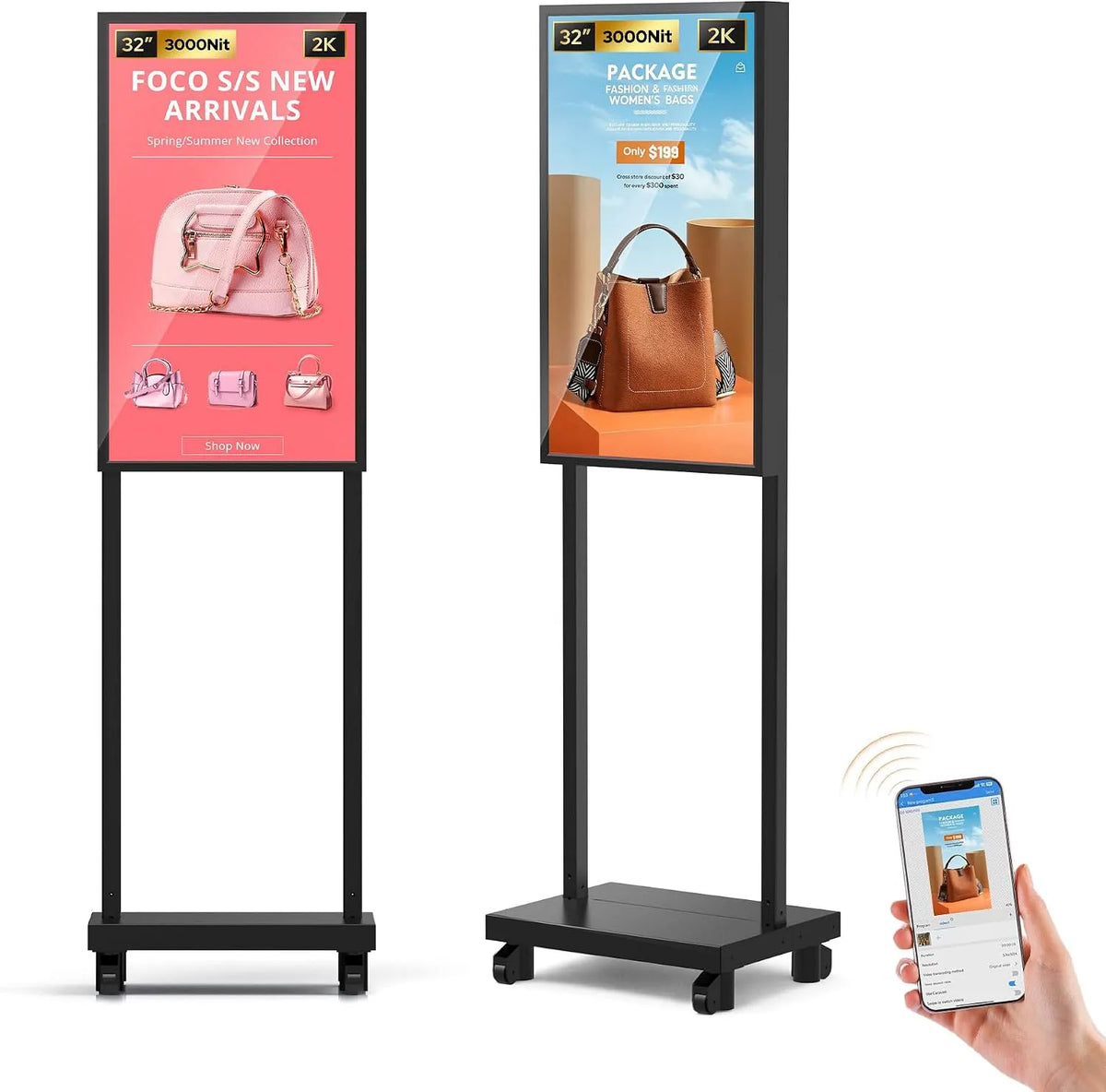 Display digital signage, 32 pollici, display pubblicitario LCD, Wi-Fi, app, Android OS, HDMI, USB, visualizzazione pubblicitaria digitale, Schermo LCD