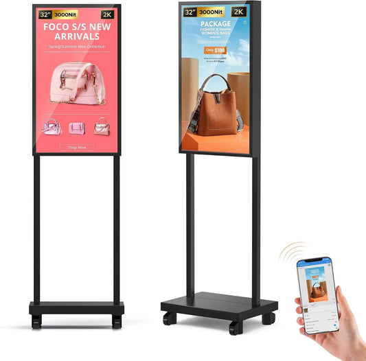 Display digital signage, 32 pollici, display pubblicitario LCD, Wi-Fi, app, Android OS, HDMI, USB, visualizzazione pubblicitaria digitale, Schermo LCD