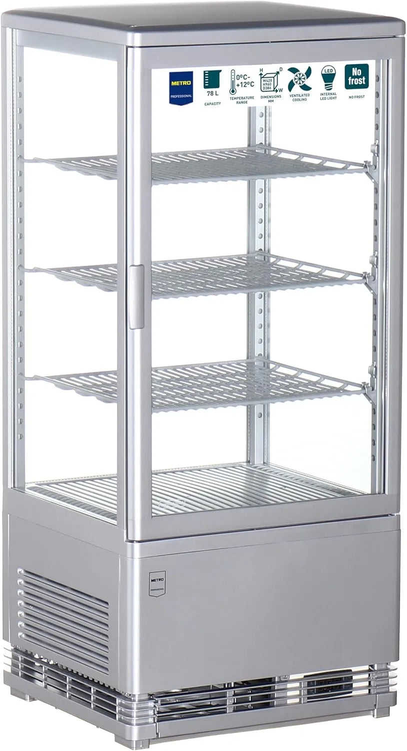 modello GGC2078SV, METRO Professional Vetrina Panoramica Refrigerata GGC2078SV, 78 L, 3 Ripiani Regolabili, Illuminazione LED, Argento