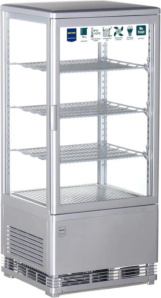 modello GGC2078SV, METRO Professional Vetrina Panoramica Refrigerata GGC2078SV, 78 L, 3 Ripiani Regolabili, Illuminazione LED, Argento
