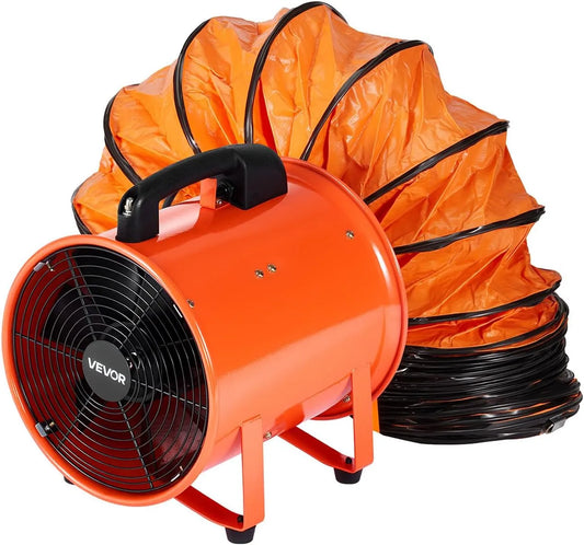 VEVOR m3/h Ventilatore, 365 W, 4373 m3/h, 79 dB, portatile, industriale, 8 mm Condotto Tubo Flessibile da 10 m Volume d'Aria 2574 CFM